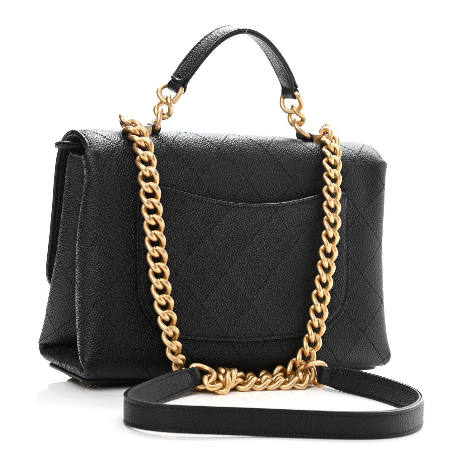 Chanel Grained Calfskin Small Stitched Flap Black 3 of 11