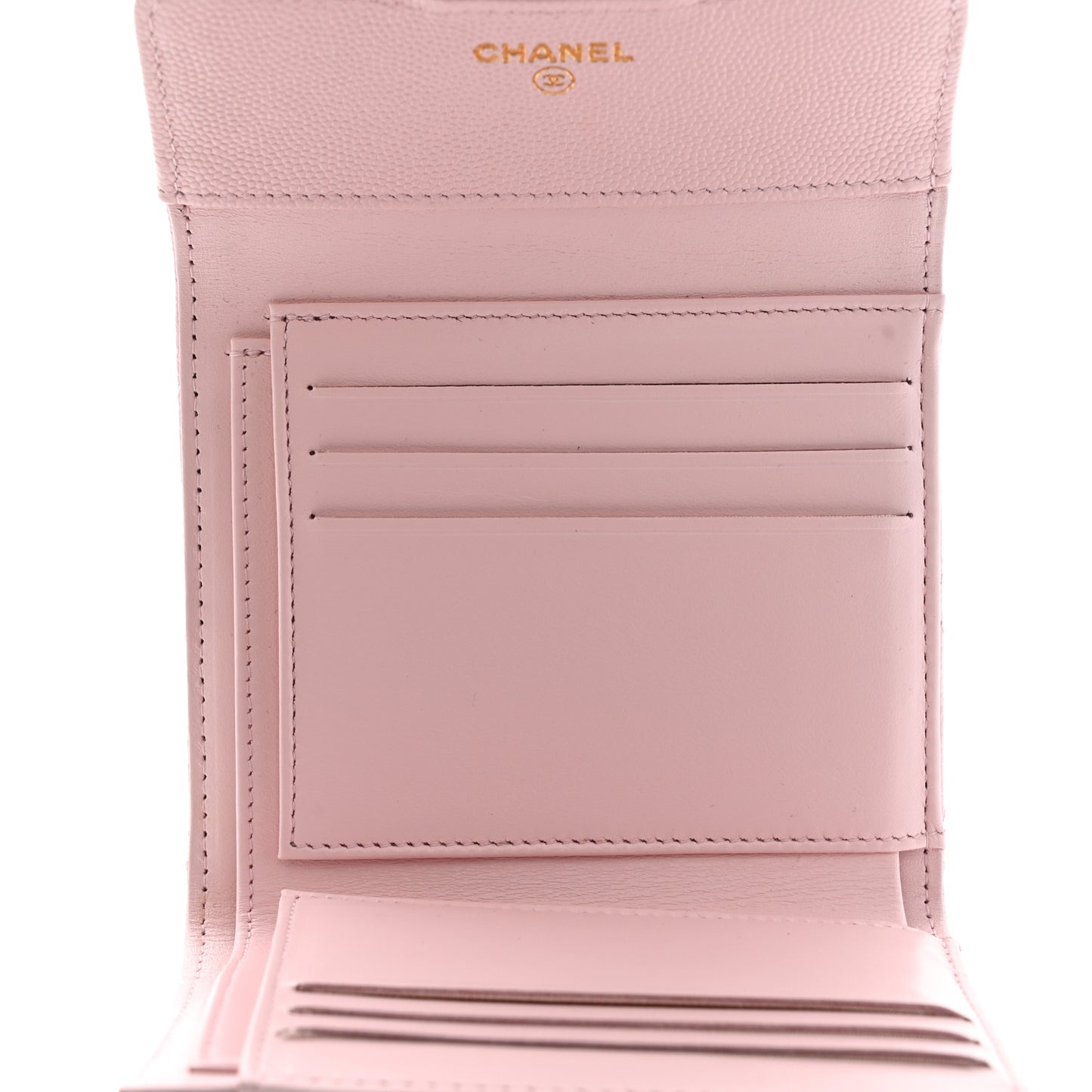 Caviar Quilted Compact Flap Wallet Light Pink
