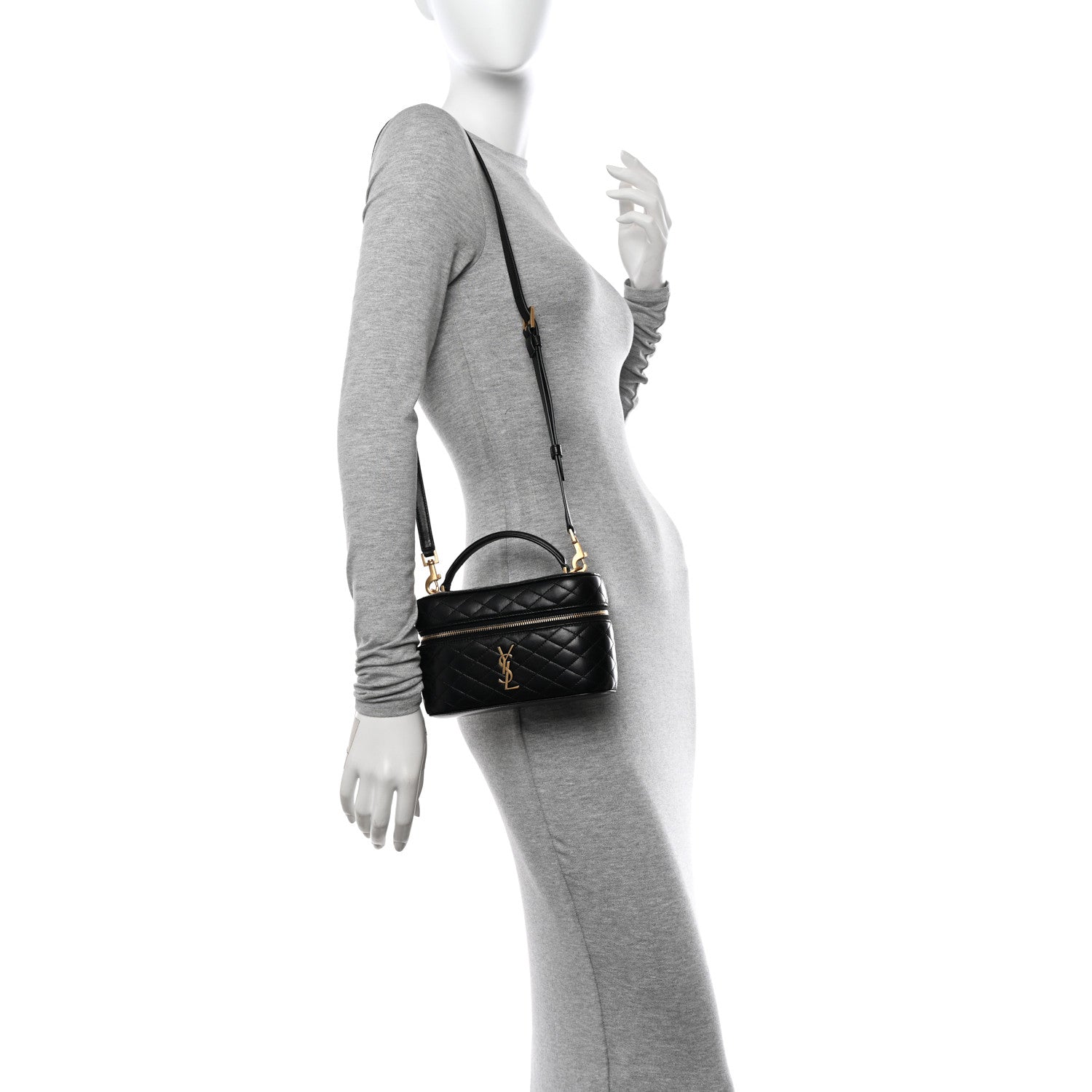 Saint Laurent Lambskin Quilted Mini Gaby Vanity Case Black 2 of 9