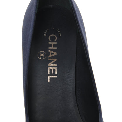Chanel Grosgrain Calfskin CC Cap Toe Pumps 40 Navy Silver 7 of 8