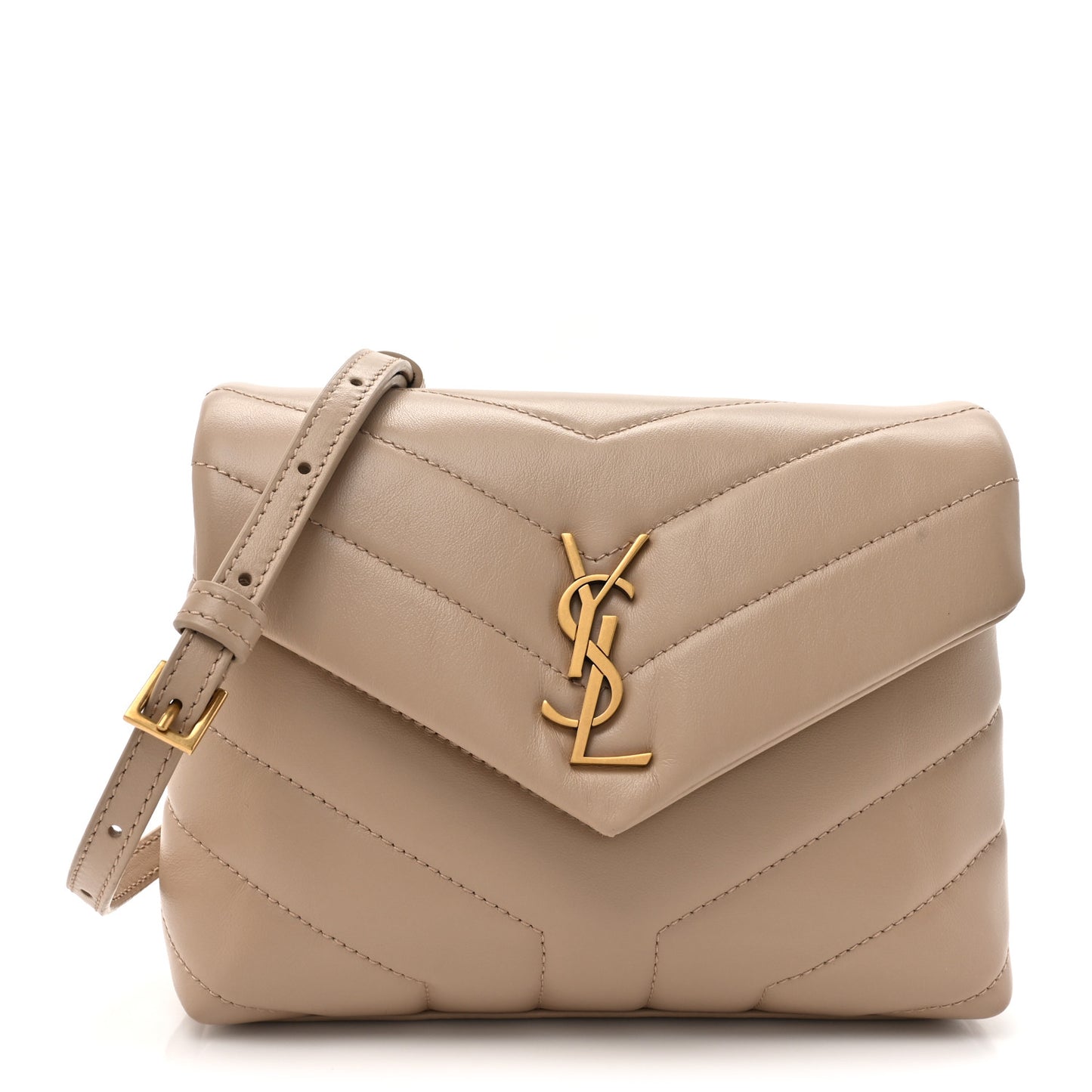 Calfskin Y Quilted Monogram Toy Loulou Crossbody Bag Dark Beige
