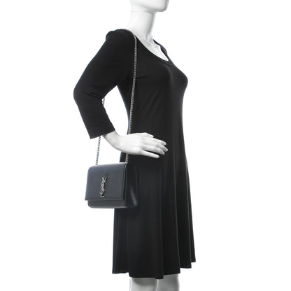 Saint Laurent Grain De Poudre Medium Classic Monogram Kate Satchel Black 2 of 9