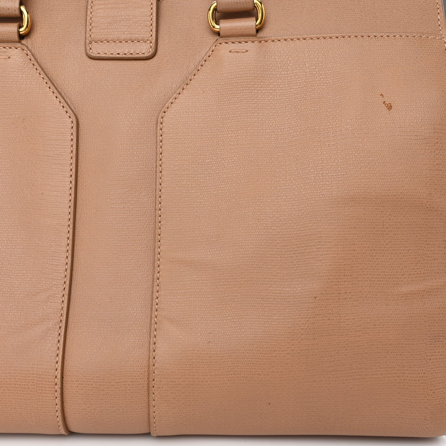 Textured Calfskin Medium Cabas ChYc Beige