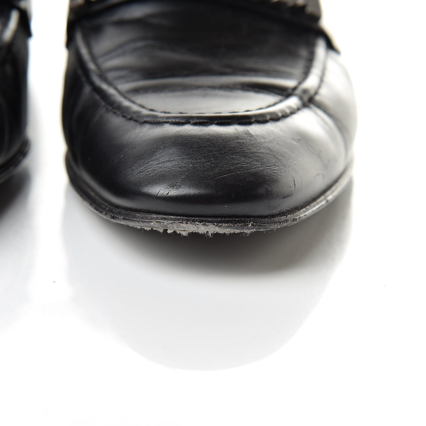Calfskin Pearl CC Mocassin Loafers 40.5 Black