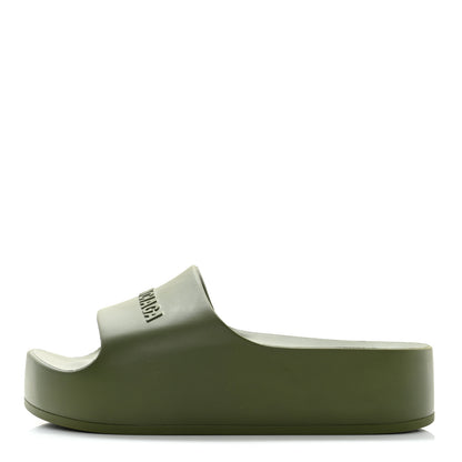 Balenciaga Rubber Womens Chunky Slide Sandals 37 Kaki 1 of 8