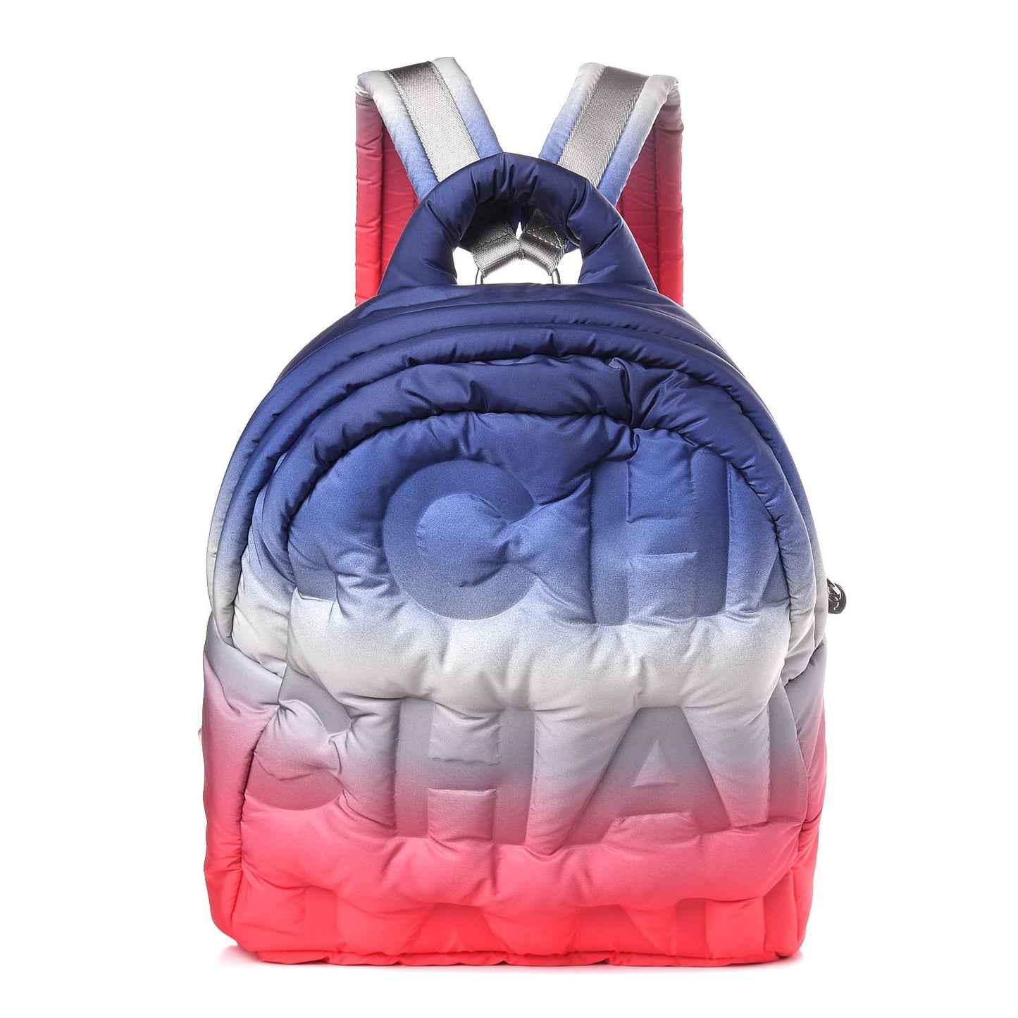 Nylon Embossed Doudoune Backpack Blue White Red
