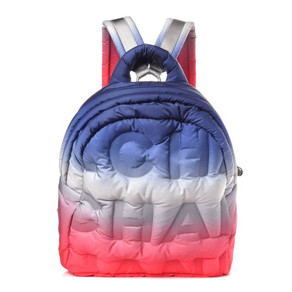 Chanel Nylon Embossed Doudoune Backpack Blue White Red 1 of 8