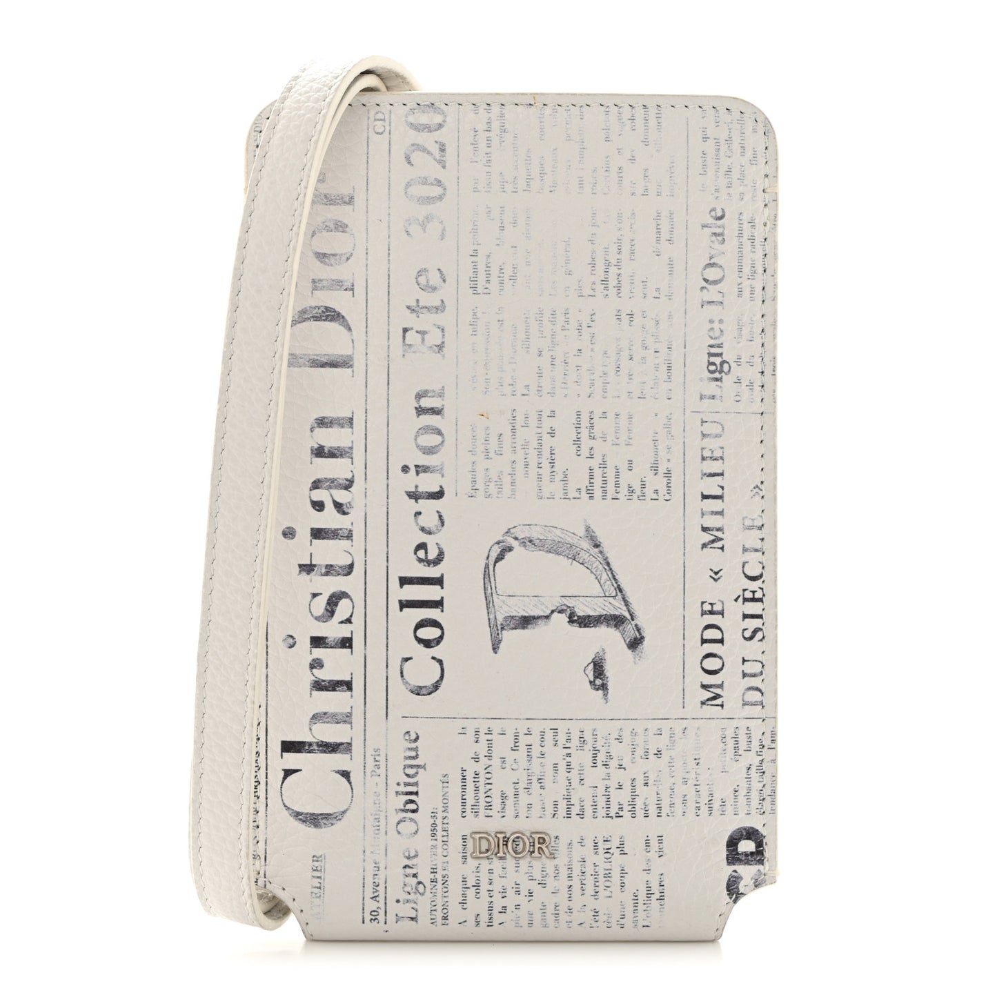 X DANIEL ARSHAM Grained Calfskin Newspaper Phone Holder White