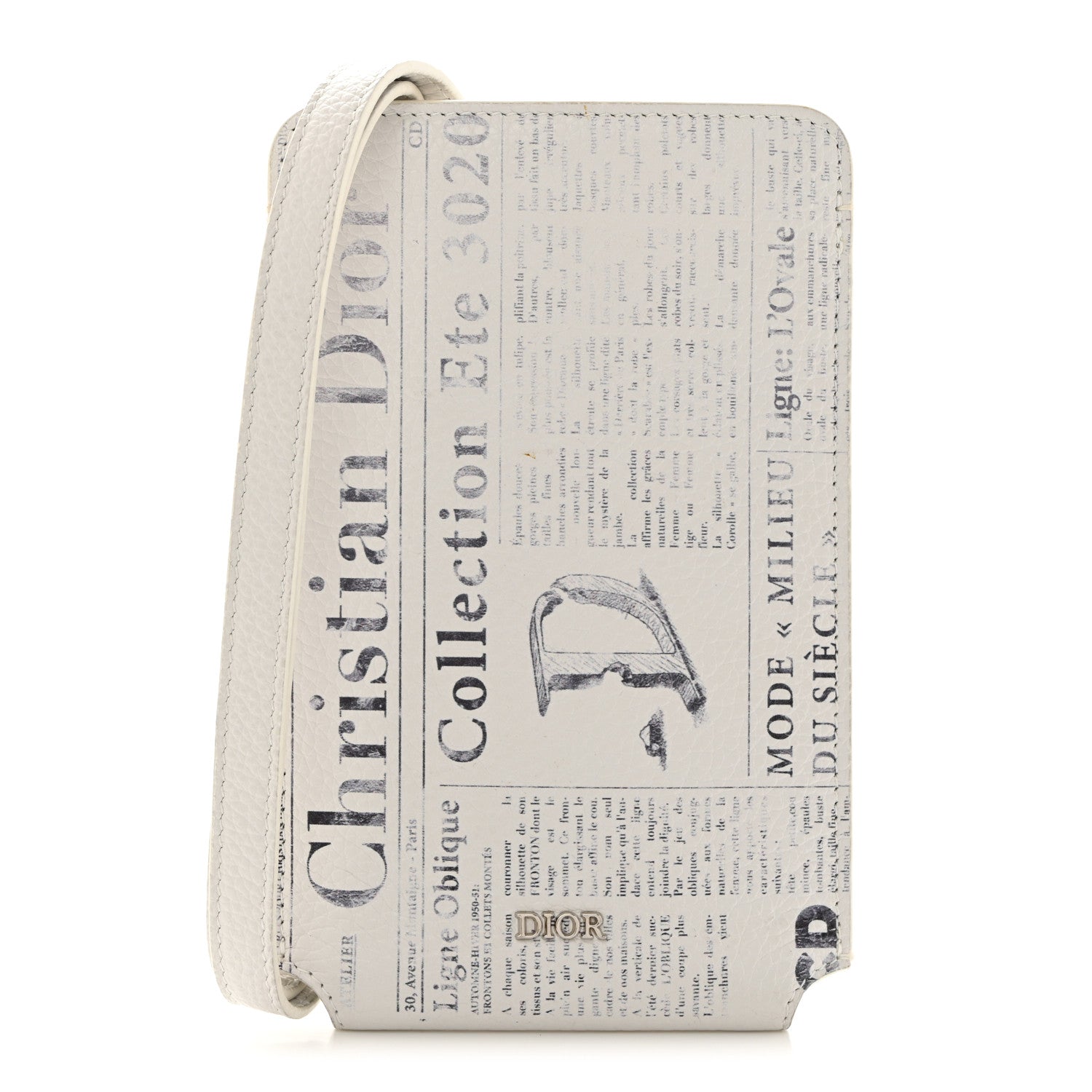 Christian Dior X DANIEL ARSHAM Grained Calfskin Newspaper Phone Holder White 1 of 10