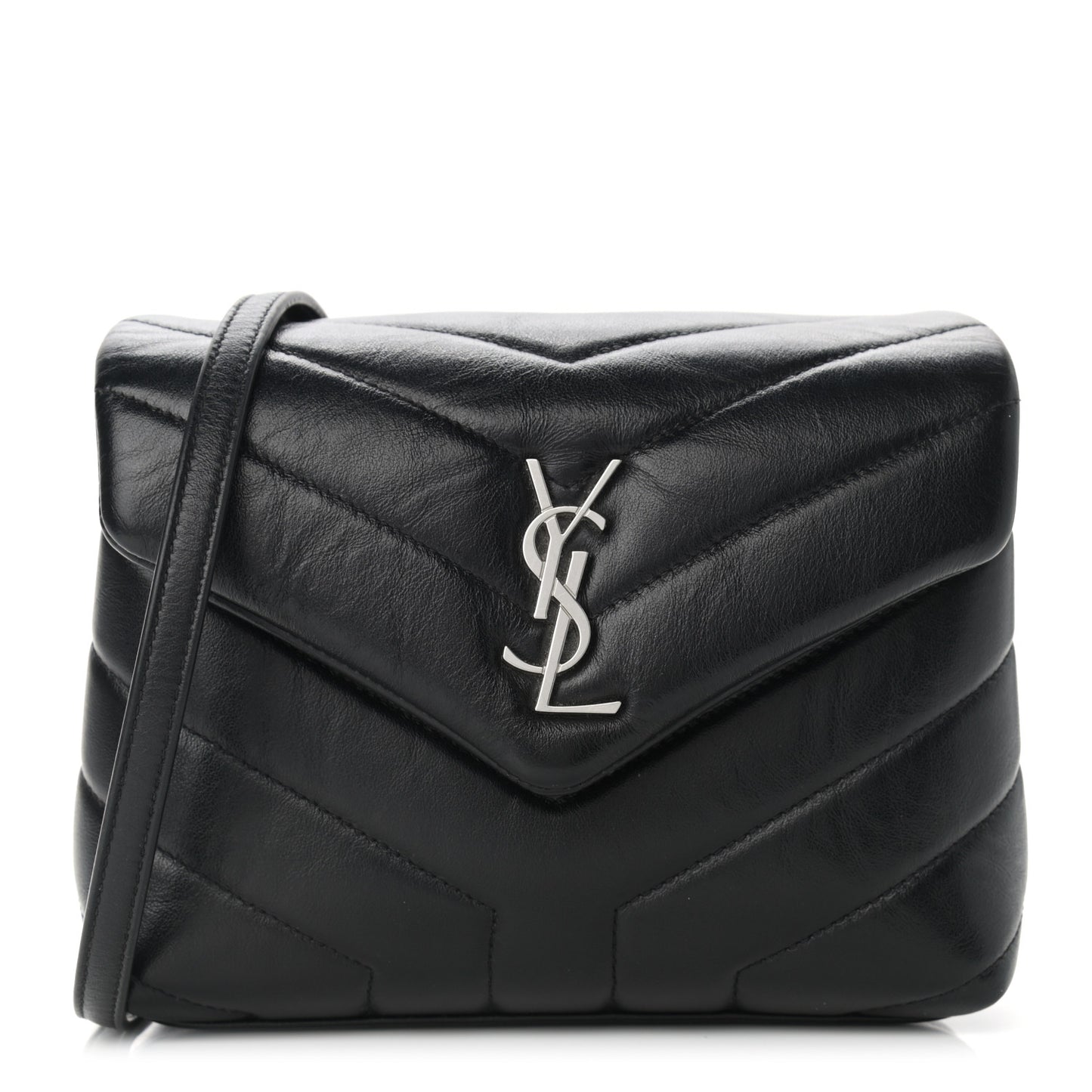 Calfskin Y Quilted Monogram Toy Loulou Crossbody Bag Black