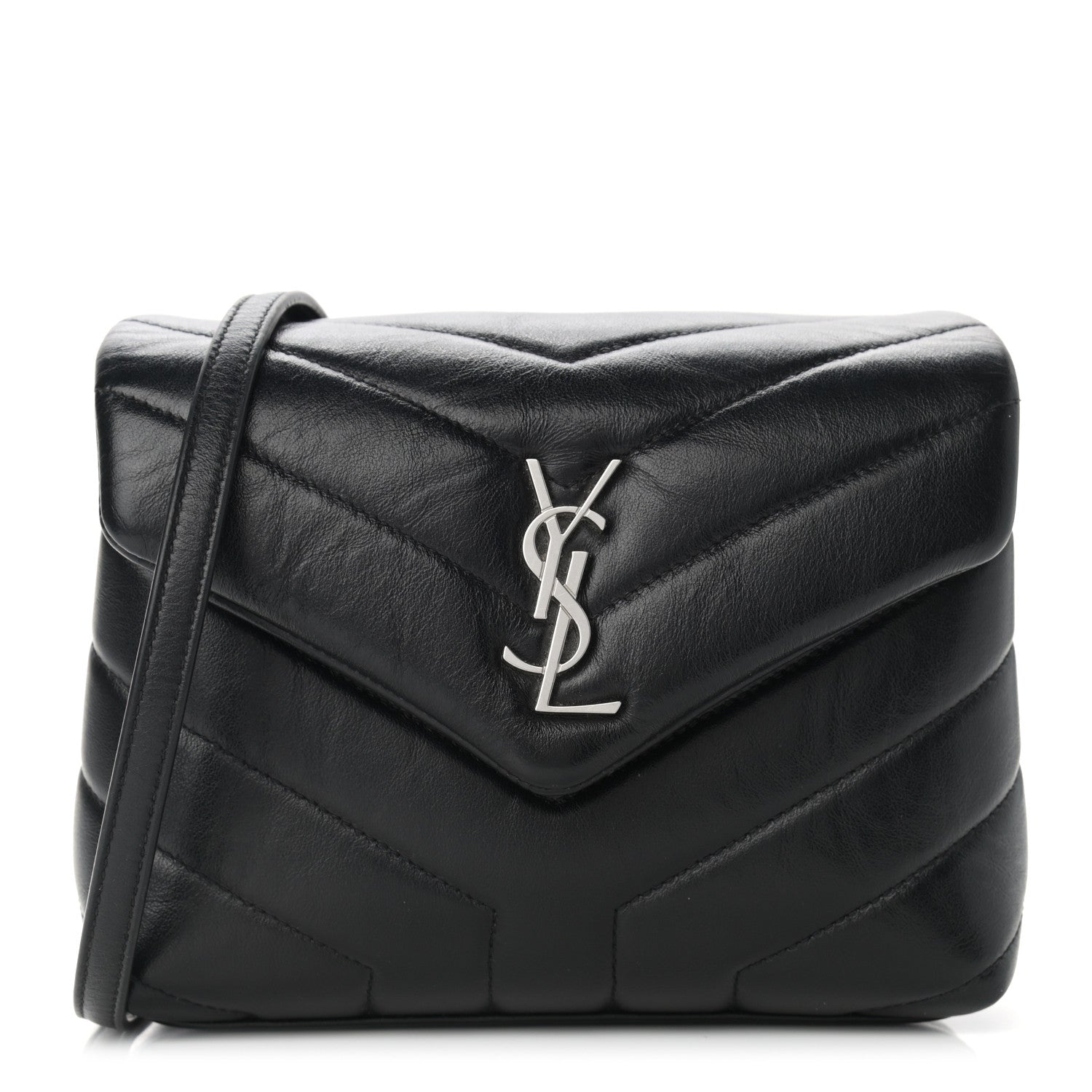 Saint Laurent Calfskin Y Quilted Monogram Toy Loulou Crossbody Bag Black 1 of 10