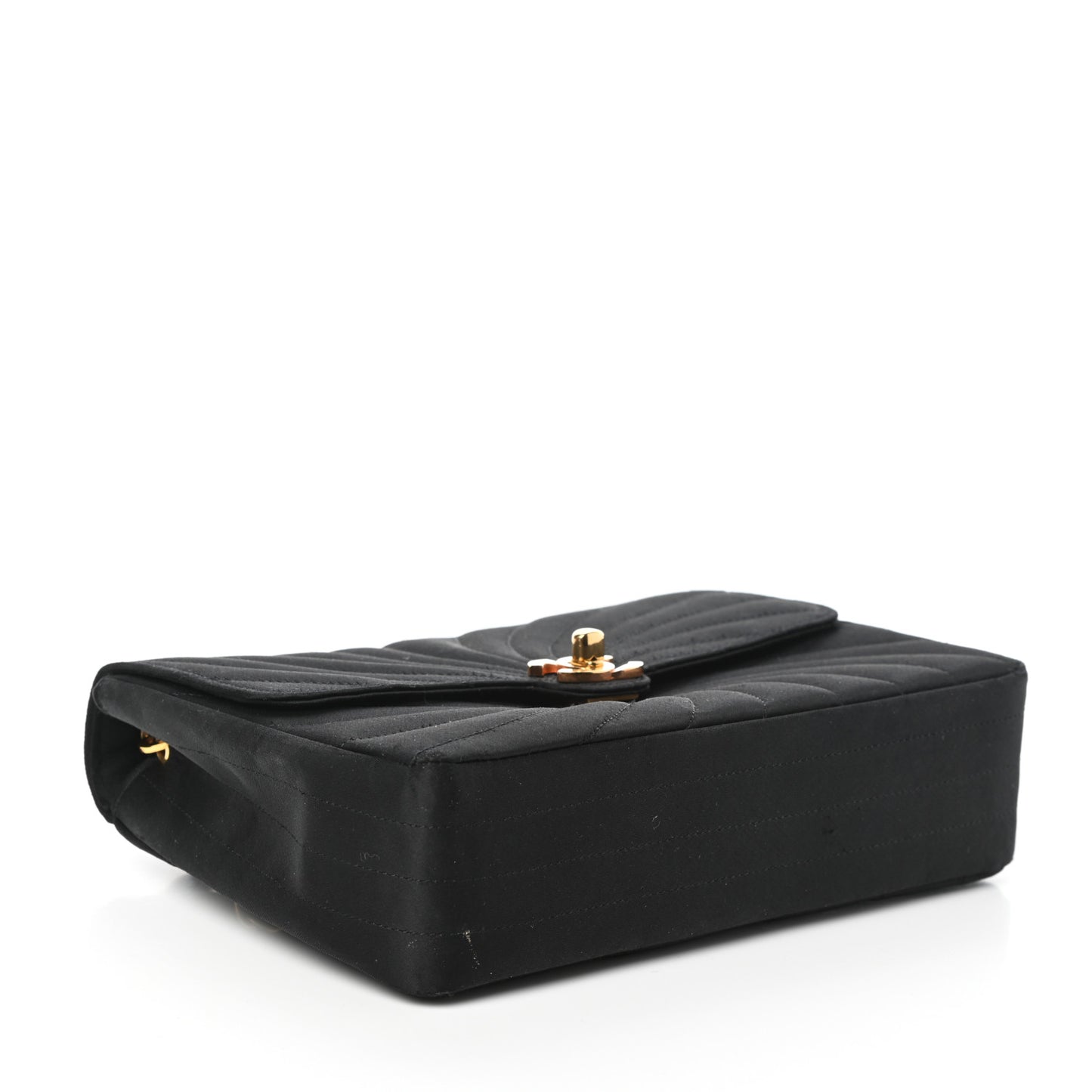 Satin Flap Shoulder Bag Black