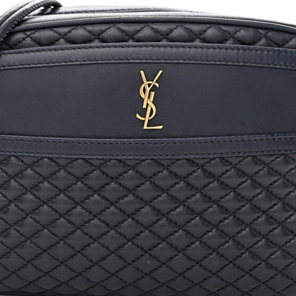 Saint Laurent Lambskin Quilted Victoire Camera Bag Deep Marine 8 of 10
