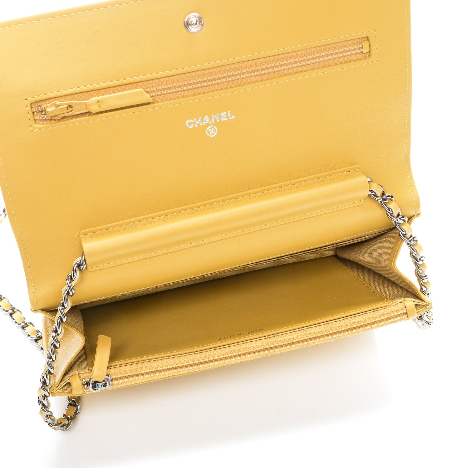 Chanel Patent Caviar Timeless CC Wallet on Chain WOC Yellow 5 of 8