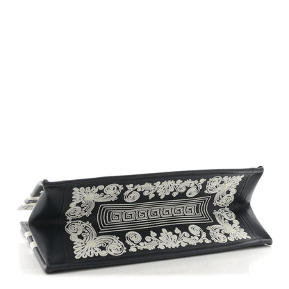 Christian Dior Calfskin Cornely-Effect Embroidery Medium Book Tote Black White 4 of 10