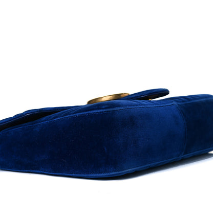 Gucci Velvet Matelasse Medium GG Marmont Shoulder Bag Cobalt Blue 10 of 18