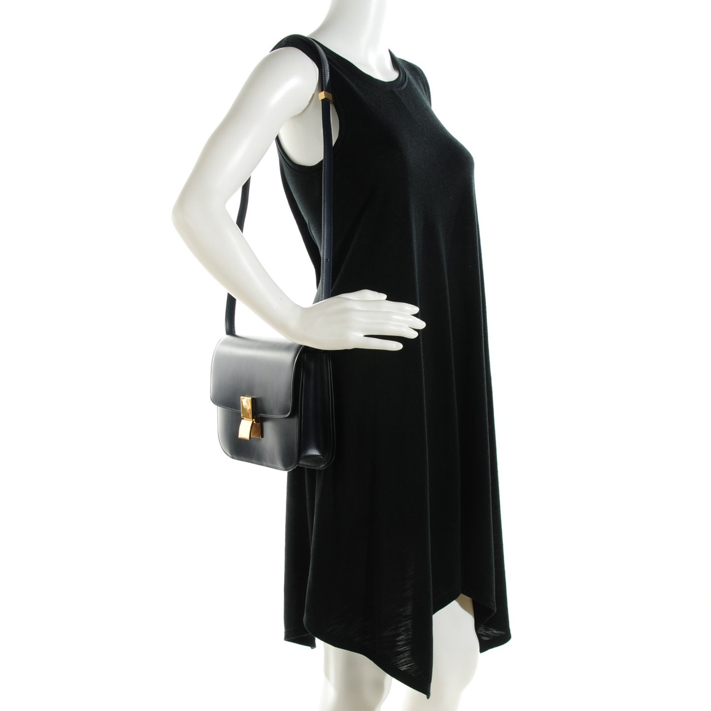 Box Calfskin Medium Classic Box Flap Bag Navy Blue