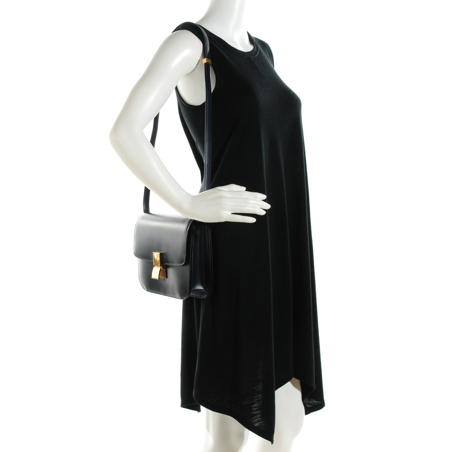 Celine Box Calfskin Medium Classic Box Flap Bag Navy Blue 2 of 7