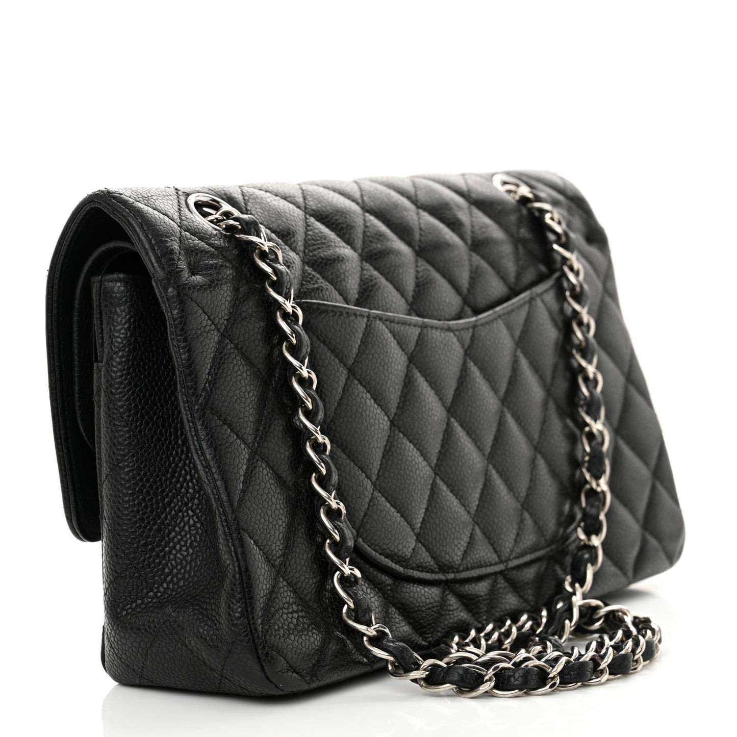 Caviar Quilted Medium Double Flap Black