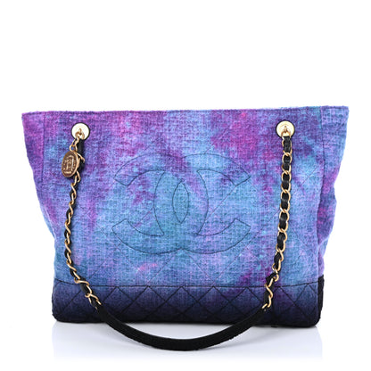 Chanel Wool Tweed CC Tote Purple Black Blue 1 of 4