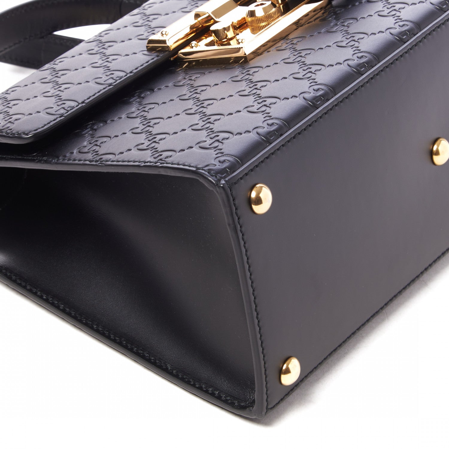 Gucci Guccissima Signature Small Padlock Top Handle Bag Black 6 of 8
