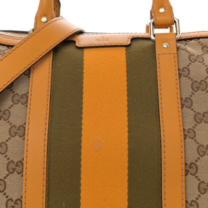 Gucci Monogram Selleria Calfskin Vintage Web Medium Boston Beige Ebony Yellow 8 of 15