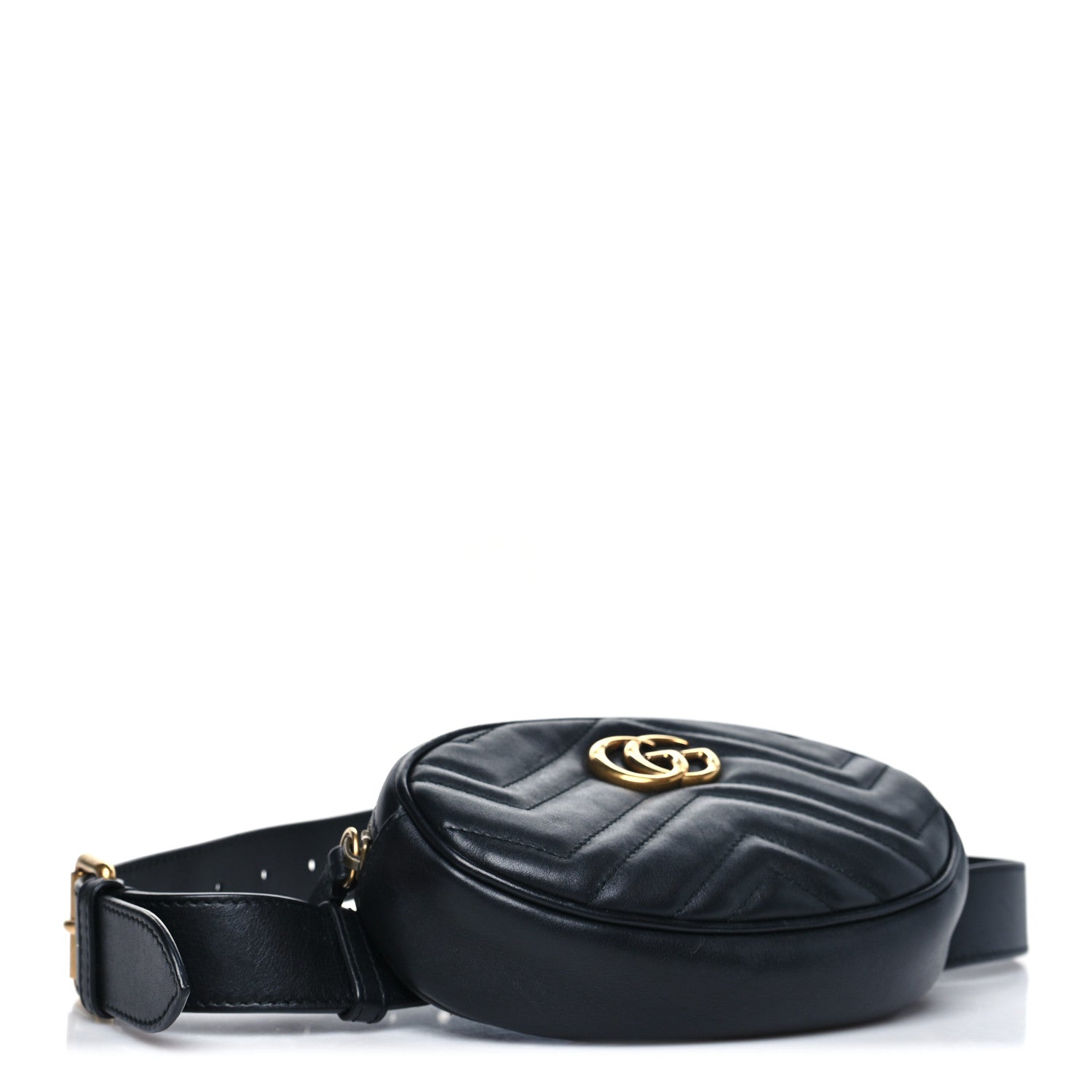 Gucci Calfskin Matelasse GG Marmont Belt Bag 95 38 Black 4 of 10