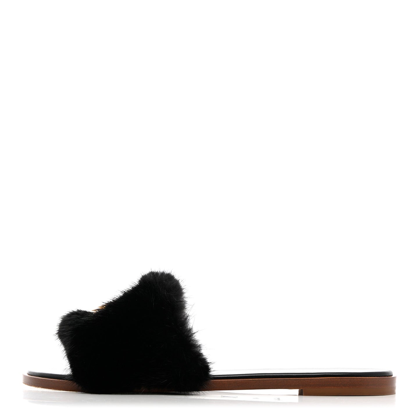 Mink Fur Lock It Flat Mule 40 Black
