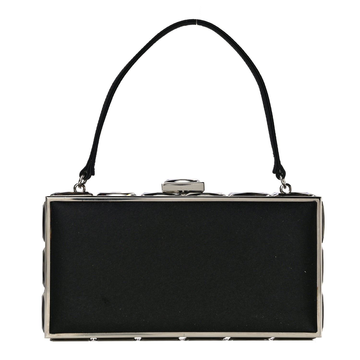 Judith Leiber Crystal Trim Satin Evening Bag Clutch Black 1 of 10