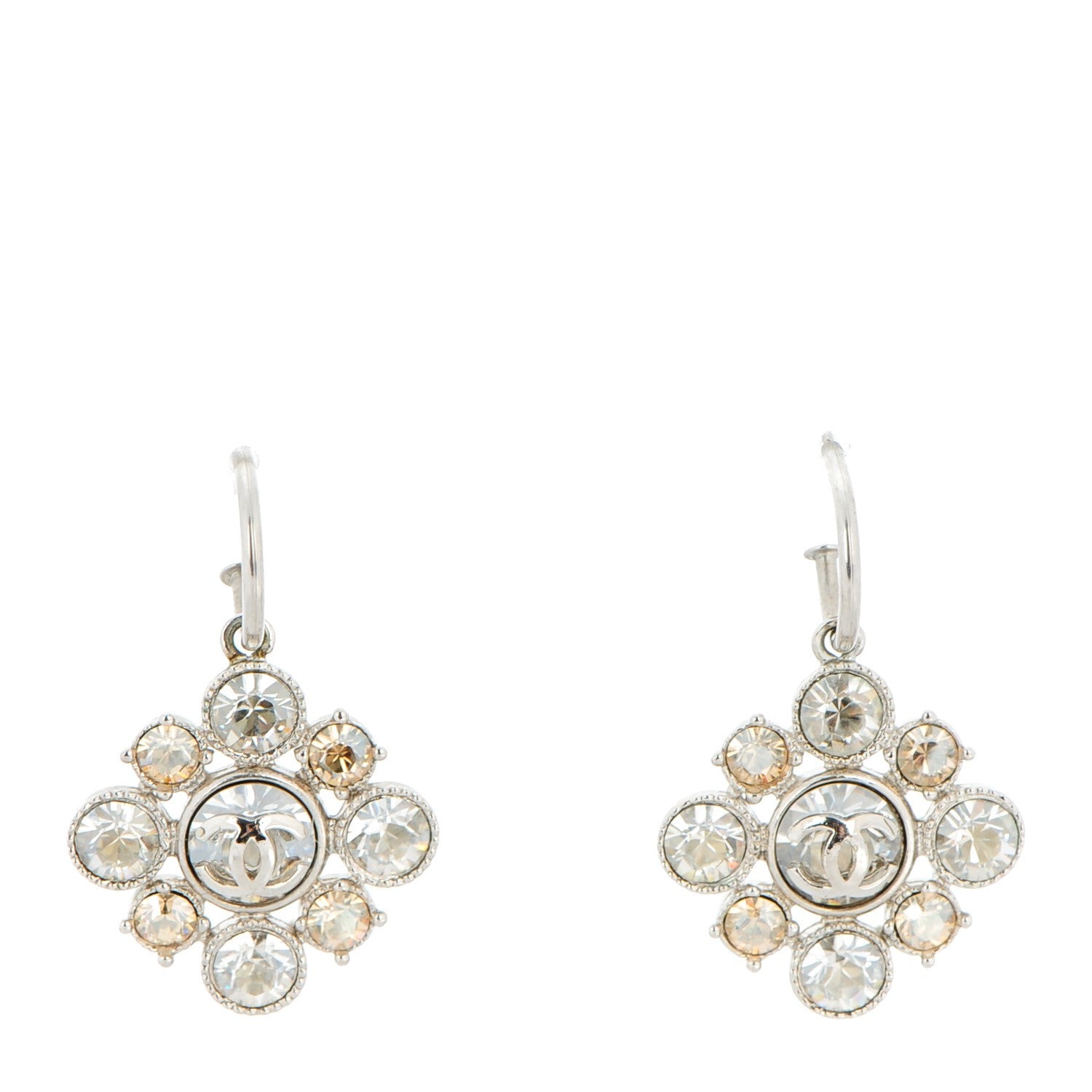 Chanel Crystal CC Earrings Silver 1 of 4