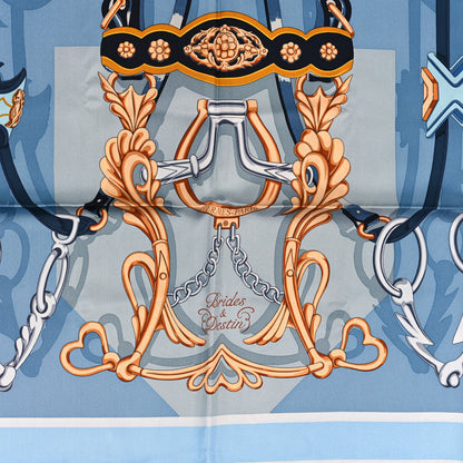 Hermes Silk Brides Et Destin Scarf 90 Blue Jean Mordore Ciel 2 of 3
