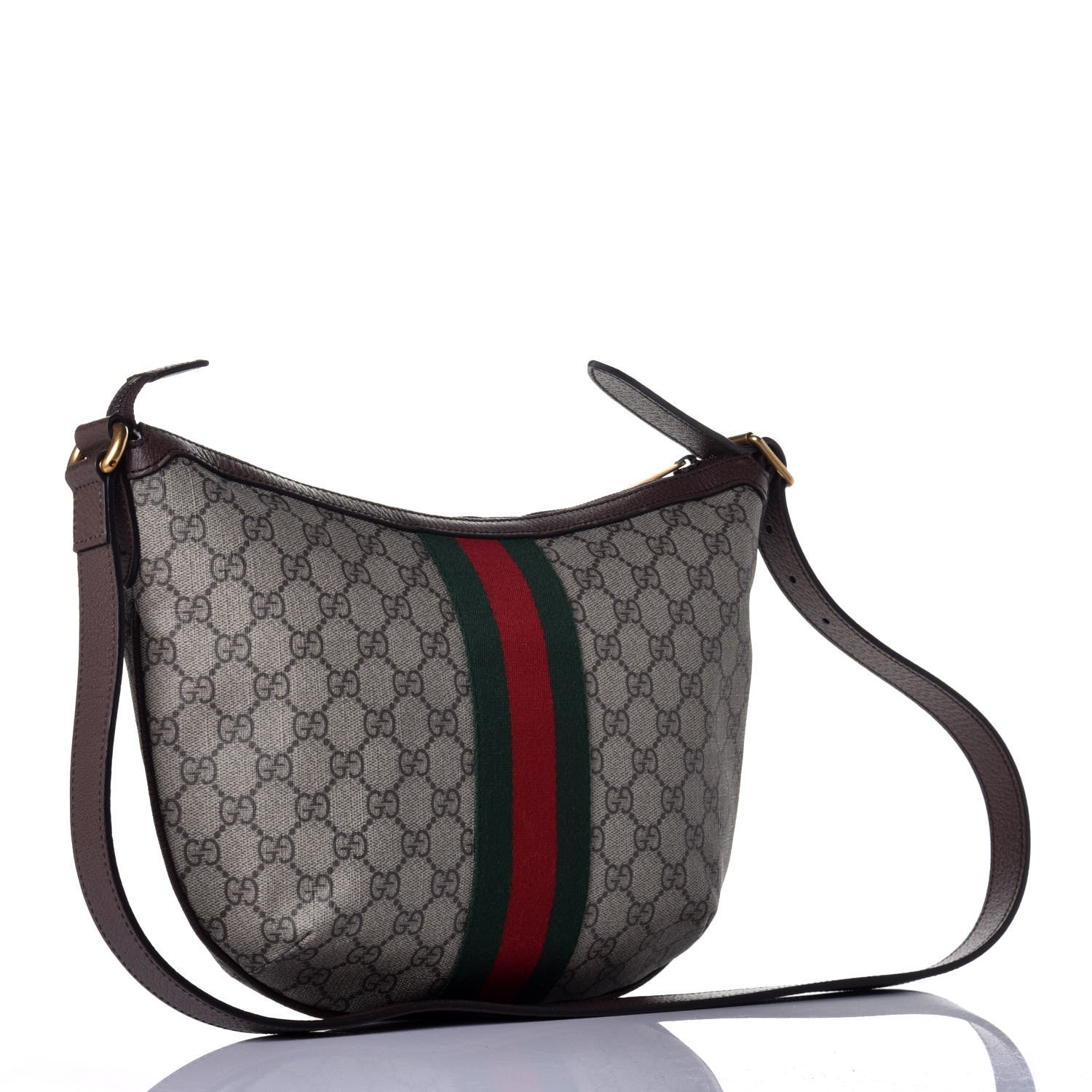Gucci GG Supreme Monogram Web Small Ophidia Half Moon Hobo Brown 3 of 8
