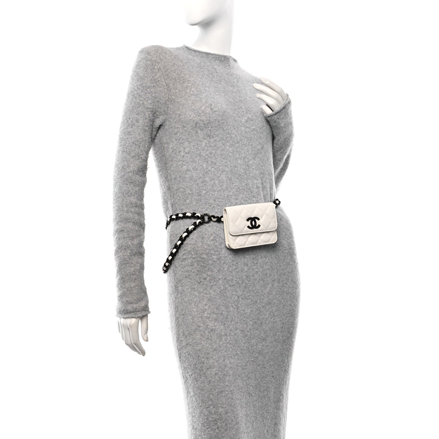 Chanel Caviar Quilted My Everything Belt Flap Card Holder White 2 of 11