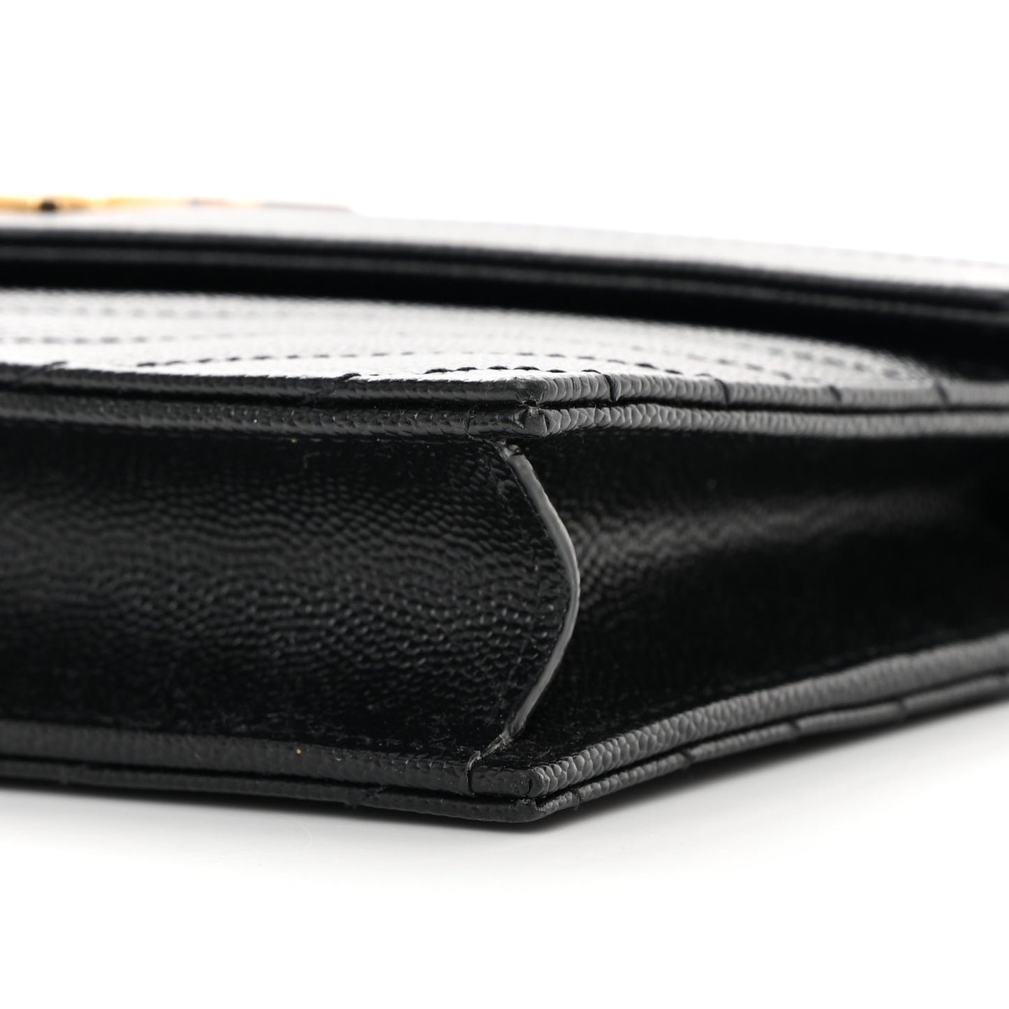 Grain De Poudre Matelasse Chevron Monogram Envelope Chain Wallet Black