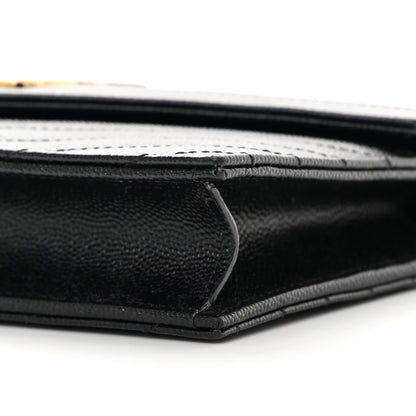 Saint Laurent Grain De Poudre Matelasse Chevron Monogram Envelope Chain Wallet Black 10 of 13