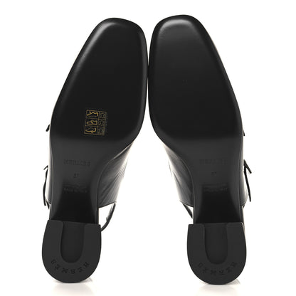 Hermes Goatskin Jackie 50 Pumps 37 Black 6 of 10