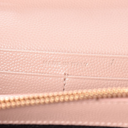 Saint Laurent Grain De Poudre Matelasse Chevron Monogram Chain Wallet Pale Pink 9 of 11