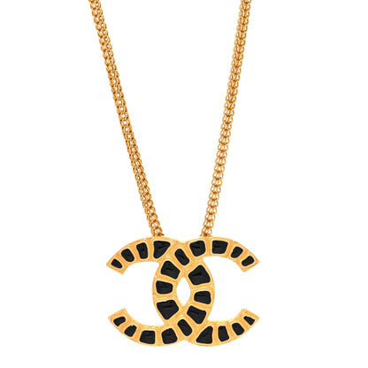 Chanel Resin Along The Nile CC Pendant Necklace Gold Black 1 of 5