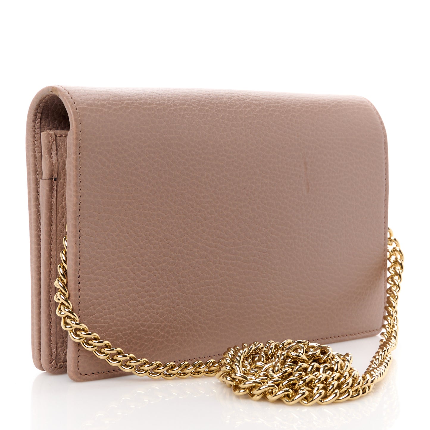 Calfskin Mini GG Marmont Chain Wallet Porcelain Rose