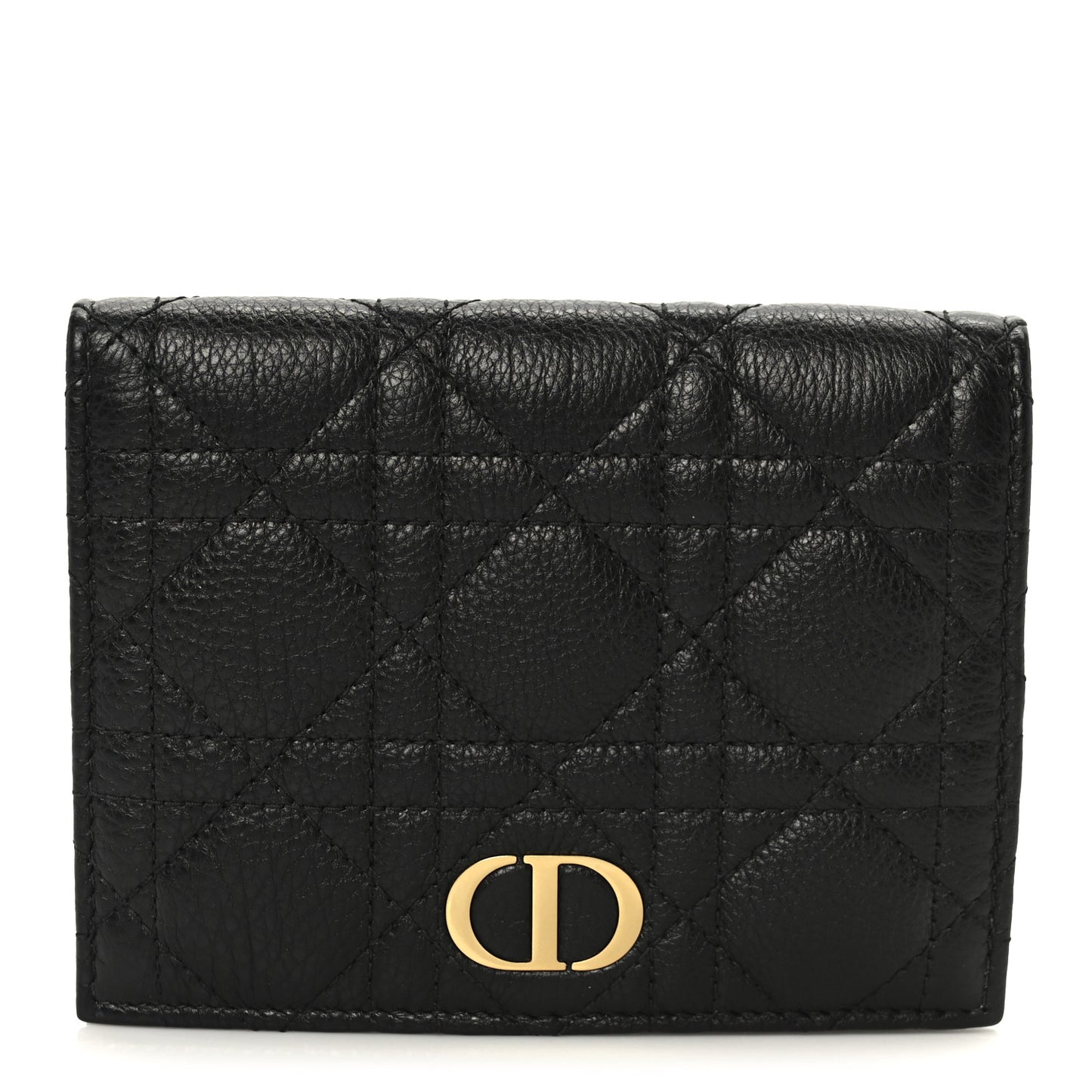 Supple Calfskin Cannage Caro Slim Wallet Black