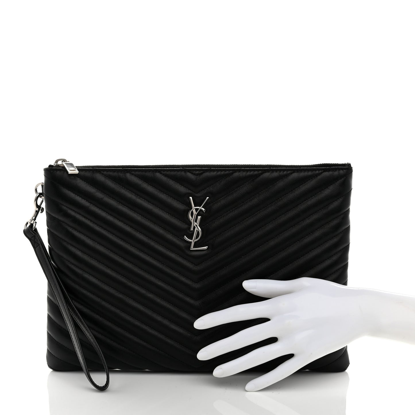 Calfskin Matelasse Monogram Cassandre Tablet Pouch Black