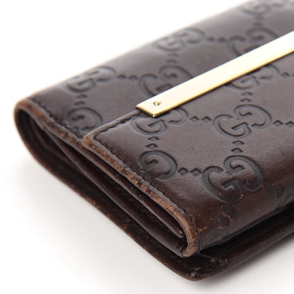 Gucci Guccissima Metal Bar French Flap Wallet Dark Chocolate 9 of 10