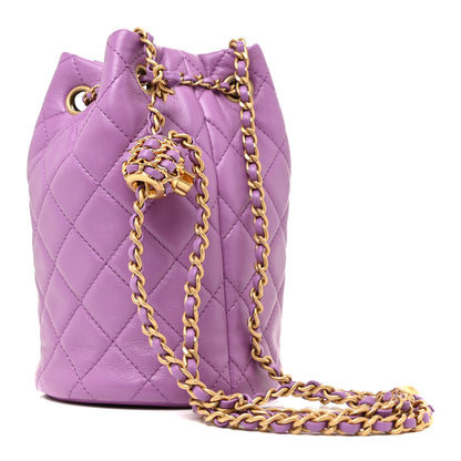 Chanel Lambskin Quilted Pearl Crush Drawstring Bag Purple 2 of 9