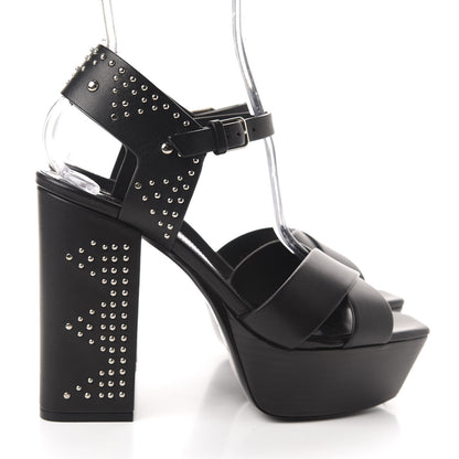 Saint Laurent Calfskin Studded Farrah 80 Platform Sandals 40 Black 4 of 9