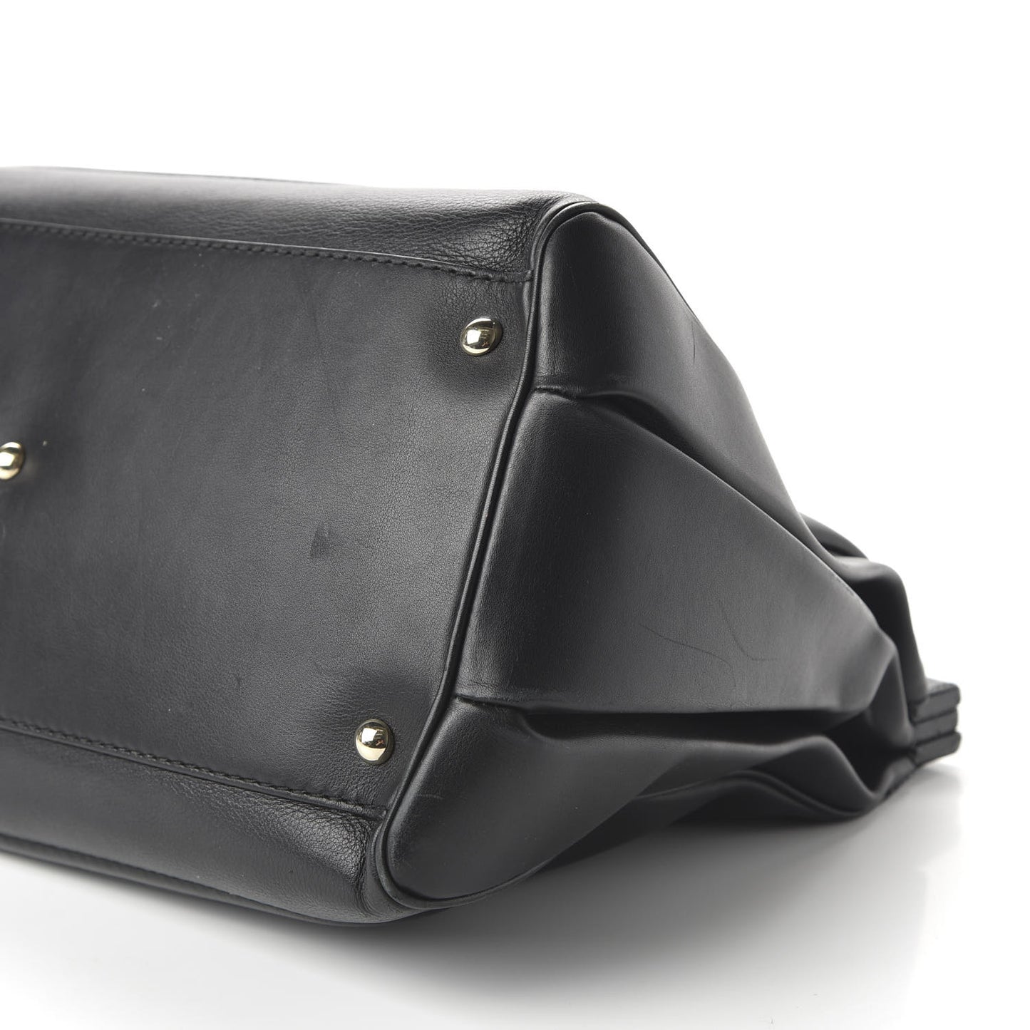 Calfskin Bold Bamboo Medium Top Handle Bag Black