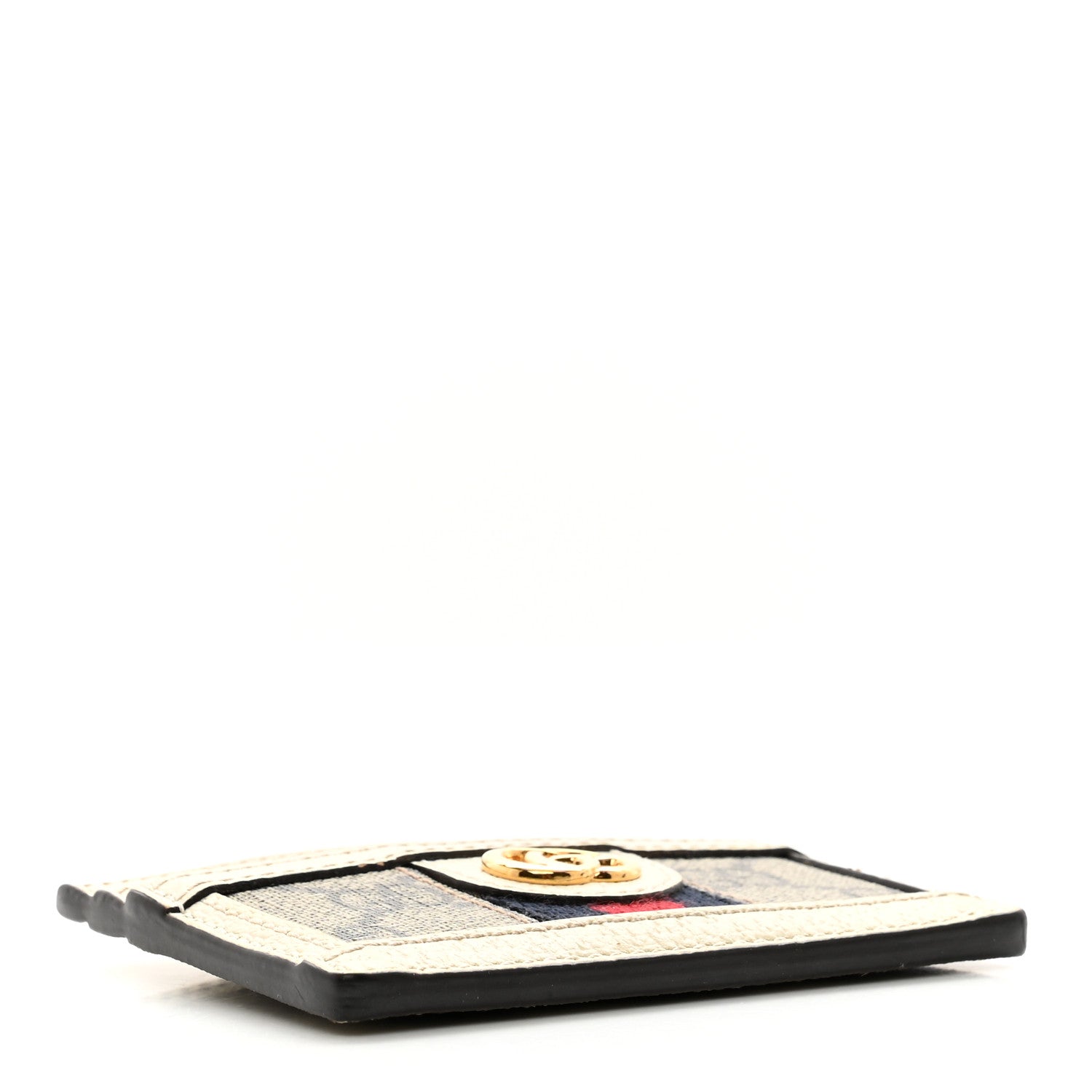 Gucci GG Supreme Monogram Textured Calfskin Web Ophidia Card Holder Beige Ebony Mystic White 4 of 7