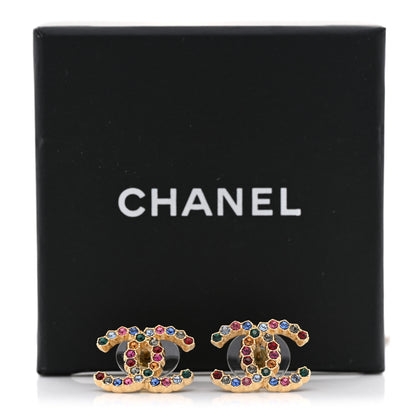 Chanel Crystal Over The Rainbow CC Earrings Gold Multicolor 5 of 5