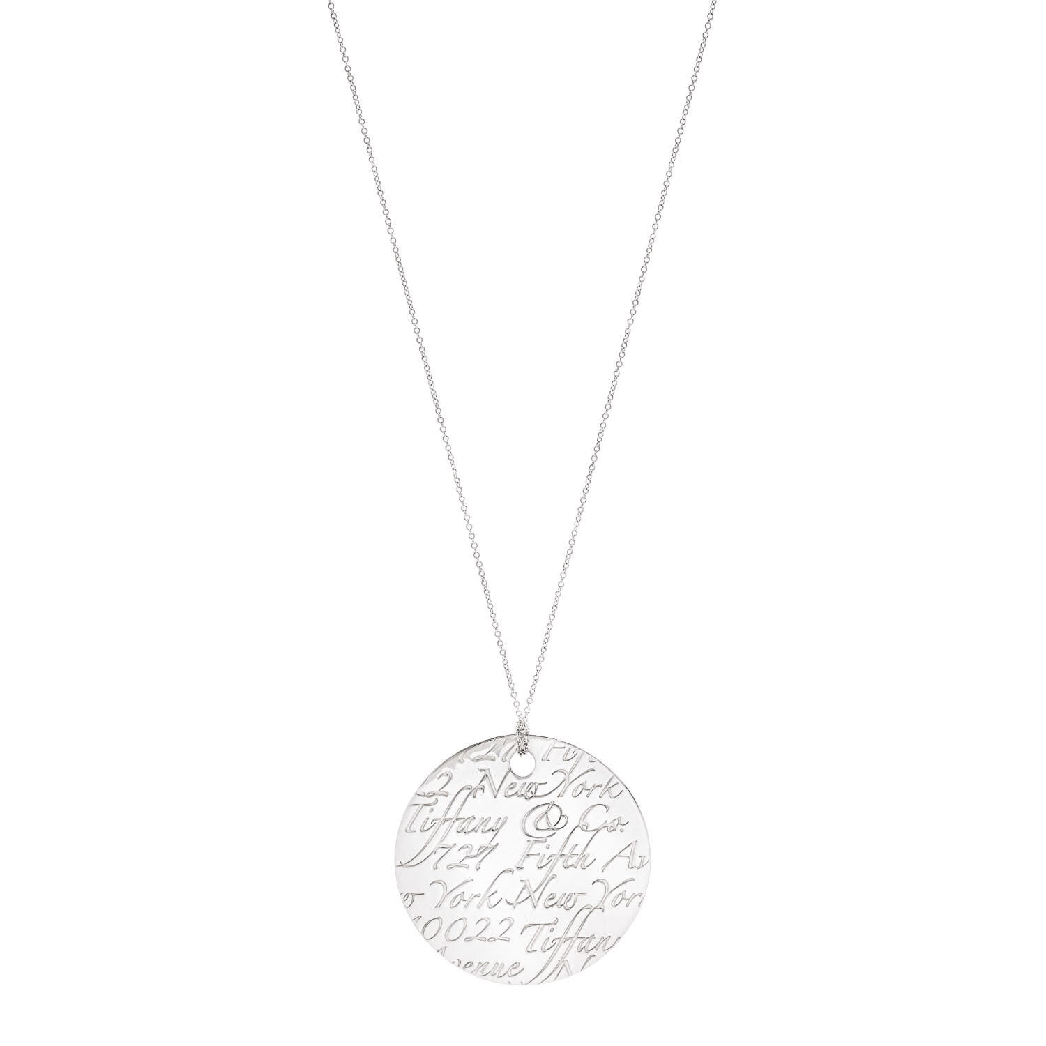 Tiffany Sterling Silver Notes Round Pendant Necklace 1 of 7