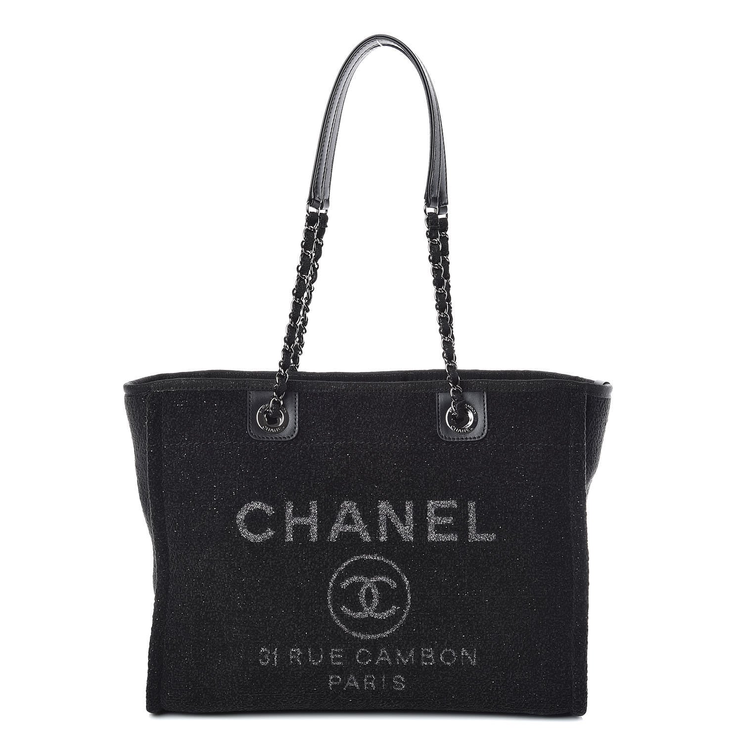 Chanel Lurex Boucle Small Deauville Tote Black 1 of 7