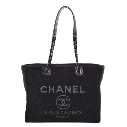 Chanel Lurex Boucle Small Deauville Tote Black 1 of 7